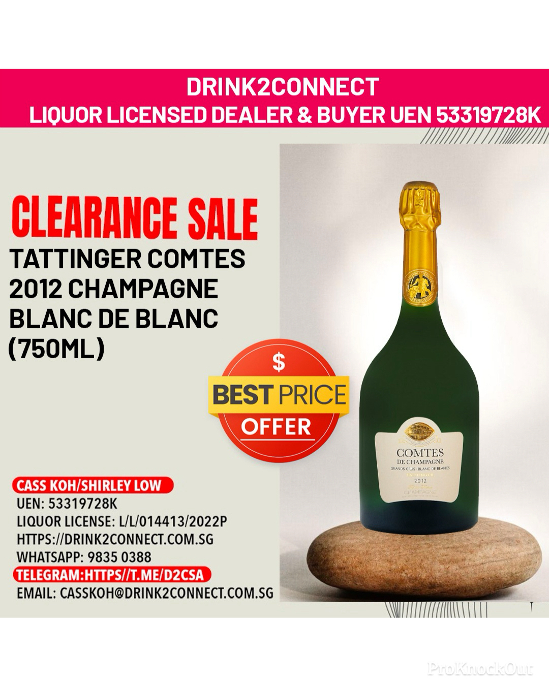 750ml Tattinger Comtes 2012 Champagne Blanc de Blanc 2012 Champagne, Tattinger Champagne Online