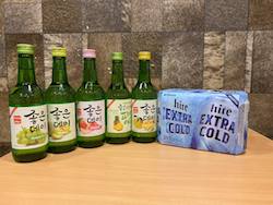 6cans Hite Beer/5 Bottles Good Day Soju/Korean Soju