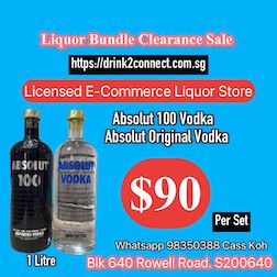 2 Bottles x 1 Litre Bundle Sale of Absolut 100 Vodka & Absolut Vodka Original, Liquor Clearance Sale