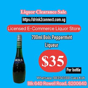 700ml Bols Peppermint Green Liqueur, Acl: 38% Liquor Clearance Sale