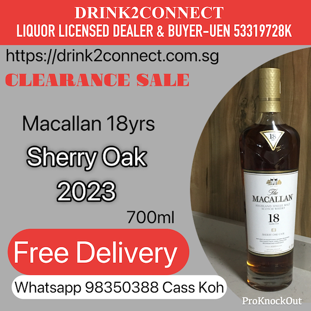 700ml Macallan 18yrs Sherry Oak Single Malt Whisky, Release 2023, Liquor Clearance Sale