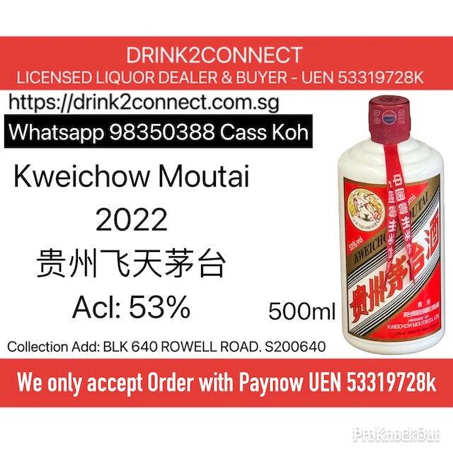 500ml Kweichow Moutai 2022, Acl: 53%, Kweichow Flying Fairy Moutai